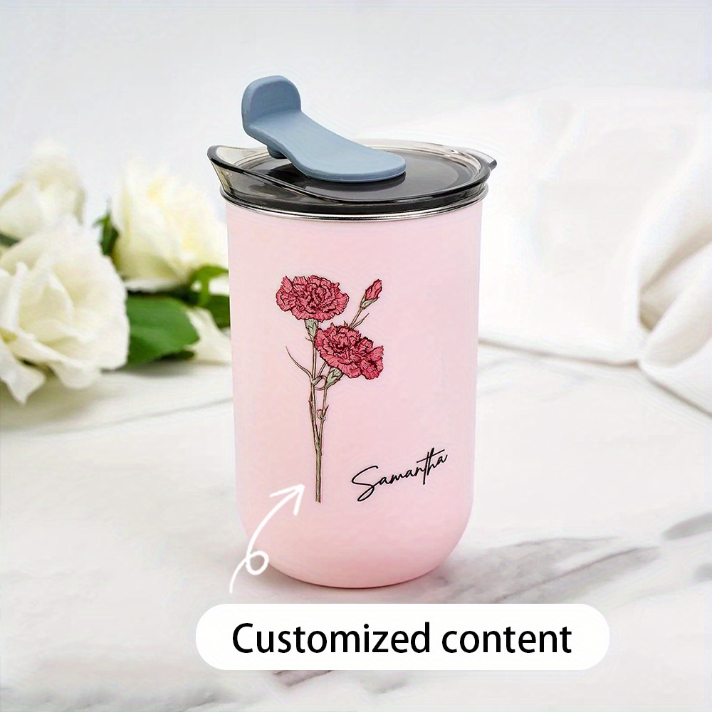 Coffee Equipment Names - แก้วกาแฟลายดอกไม้ตามเดือนเกิดแบบปรับแต่งได้, แก้วเดินทางสแตนเลสสลักชื่อ, แก้วเก็บความร้อนลายดอกไม้แบบปรับแต่งได้สำหรับเป็นของขวัญผู้หญิง
