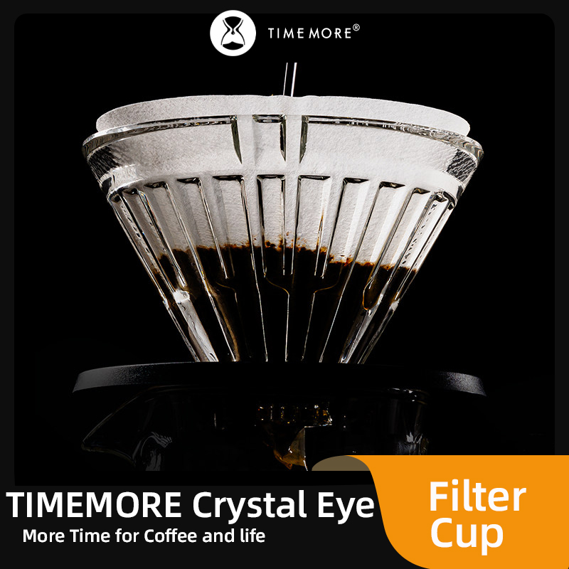 Coffee Equipment Cleaner - TIMEMORE ถ้วยกรองกาแฟแก้วบอโรซิลิเกตแบบใช้ซ้ำได้ความเร็วสูง หยดกาแฟด้วยมือ ส่งกระดาษกรอง 10 ชิ้น