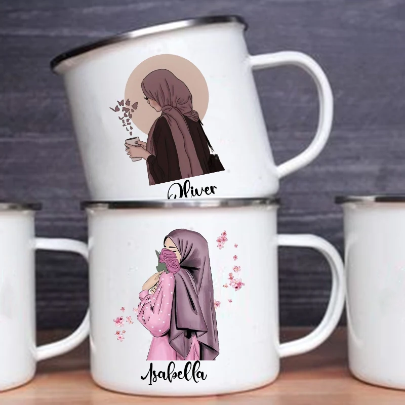 Coffee Equipment Names - Hijabi แก้วมัคพิมพ์ลายสำหรับสาวๆถ้วยกาแฟถ้วยน้ำมุสลิมสำหรับสาวๆกำหนดชื่อเองได้แก้วมีหูจับเคลือบของขวัญ