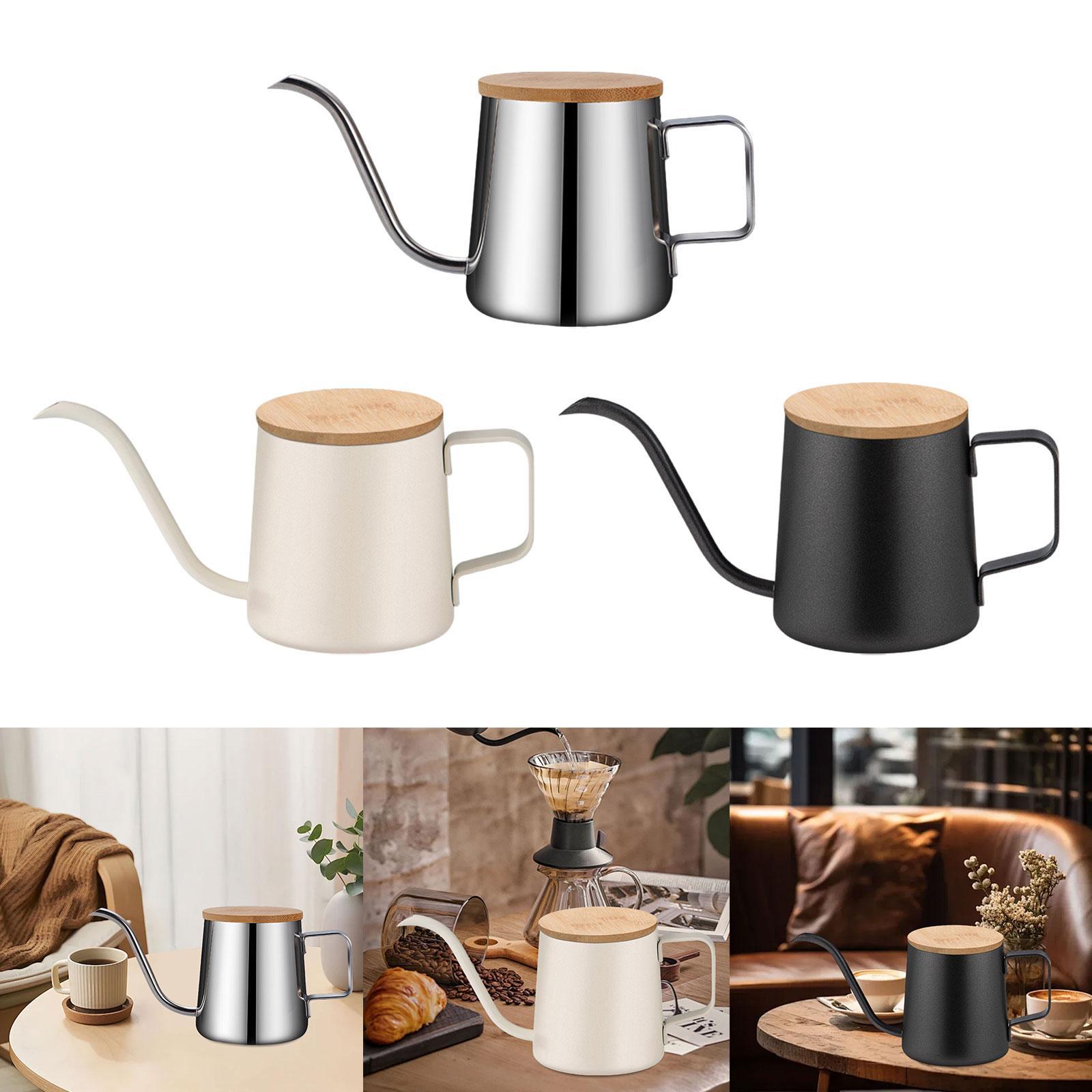 Coffee Extraction Equipment - เทกว่ากาต้มน้ํากาแฟหม้อ 350ml เครื่องชงกาแฟบ้านยาว GOOSENECK Spout พร้อมฝาปิดไม้ไผ่ครัวกาต้มน้ํากาแฟหยด