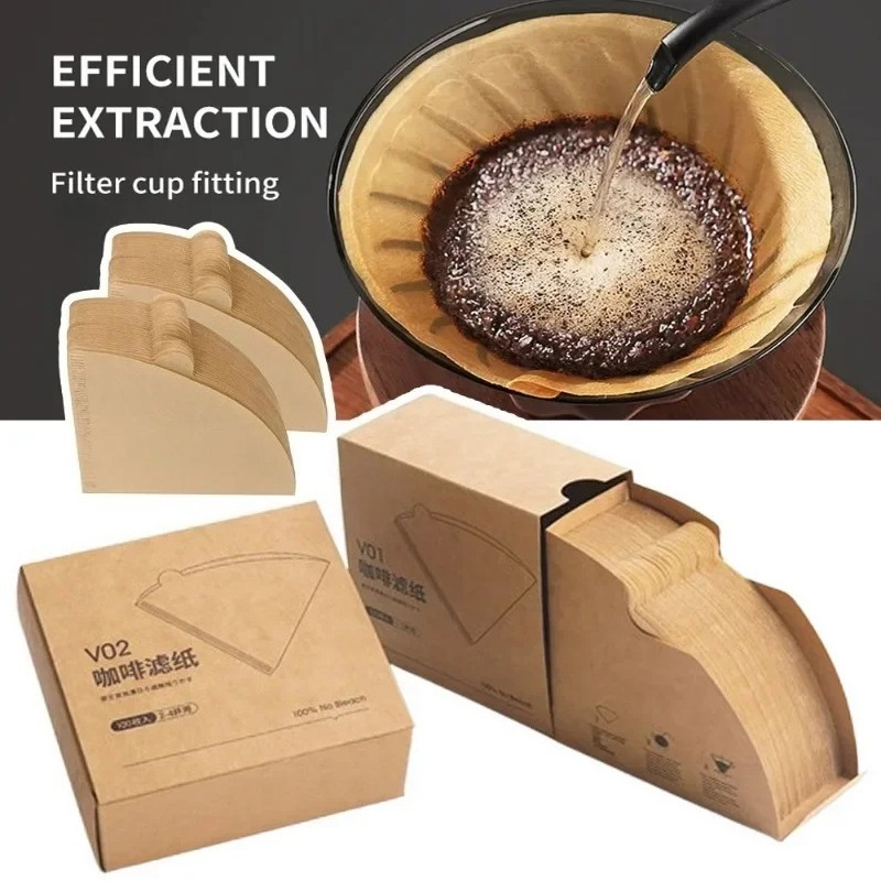 Coffee Equipment Cleaner - กระดาษกรองกาแฟแบบกรวย Wood Pulp 02 สำหรับ 2-4